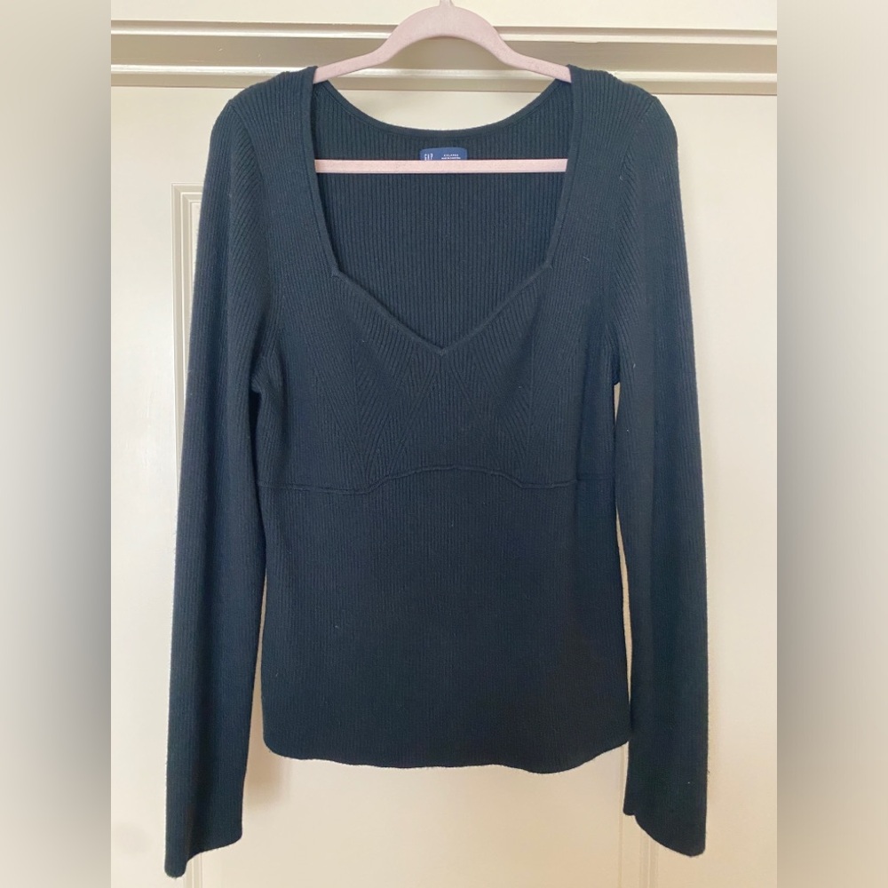 Gap Black Ribbed Knit Geometric Texture XXL Sweater 🖤